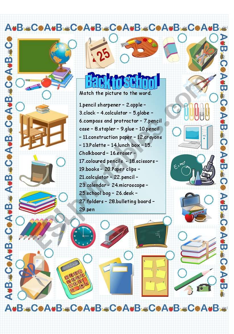 Back to school  worksheet