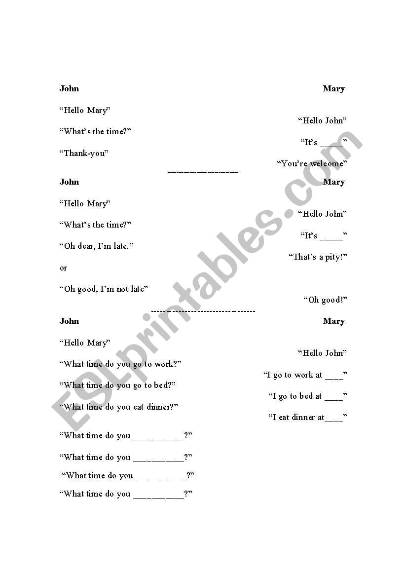 Telling time worksheet