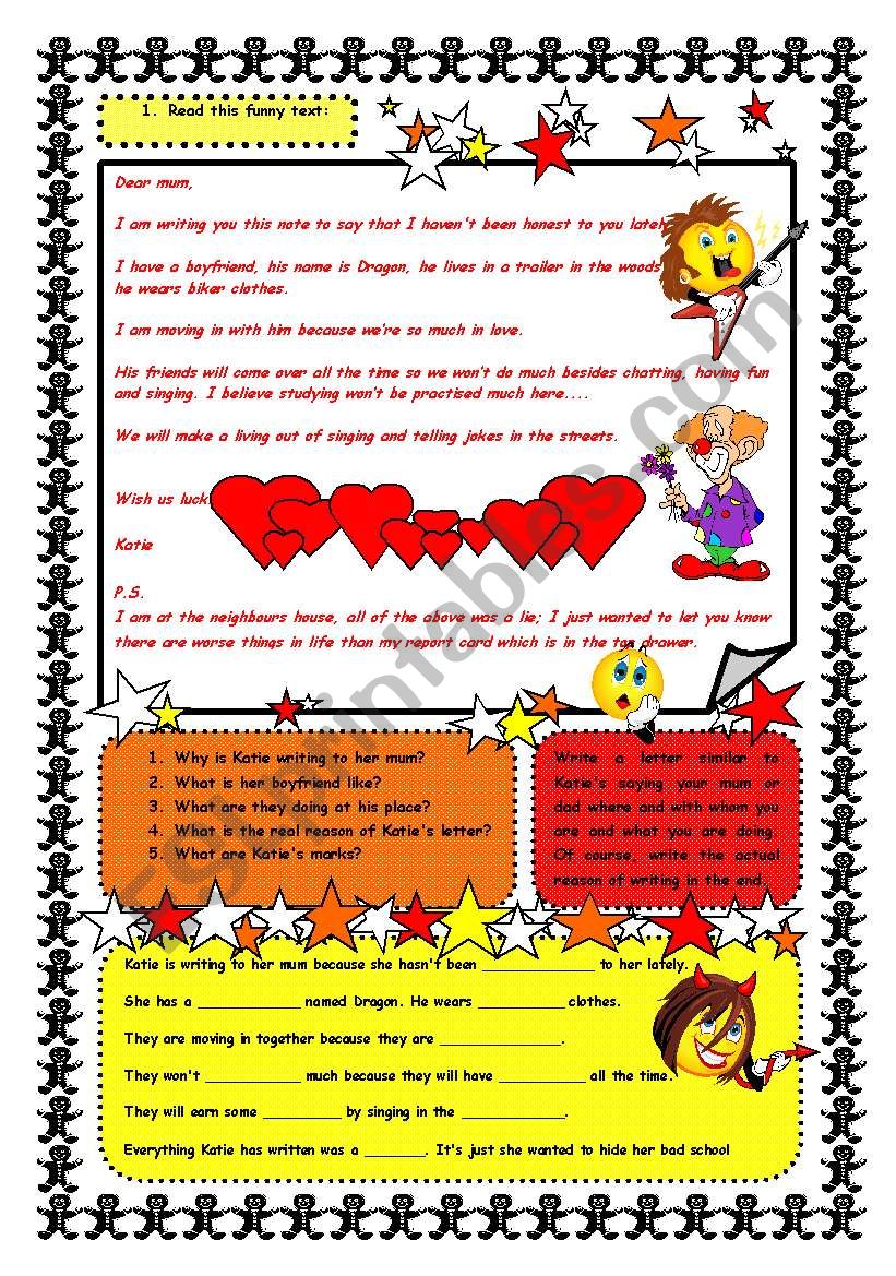 Reading comprehension - a short funny story - ESL worksheet by Andrea_cro