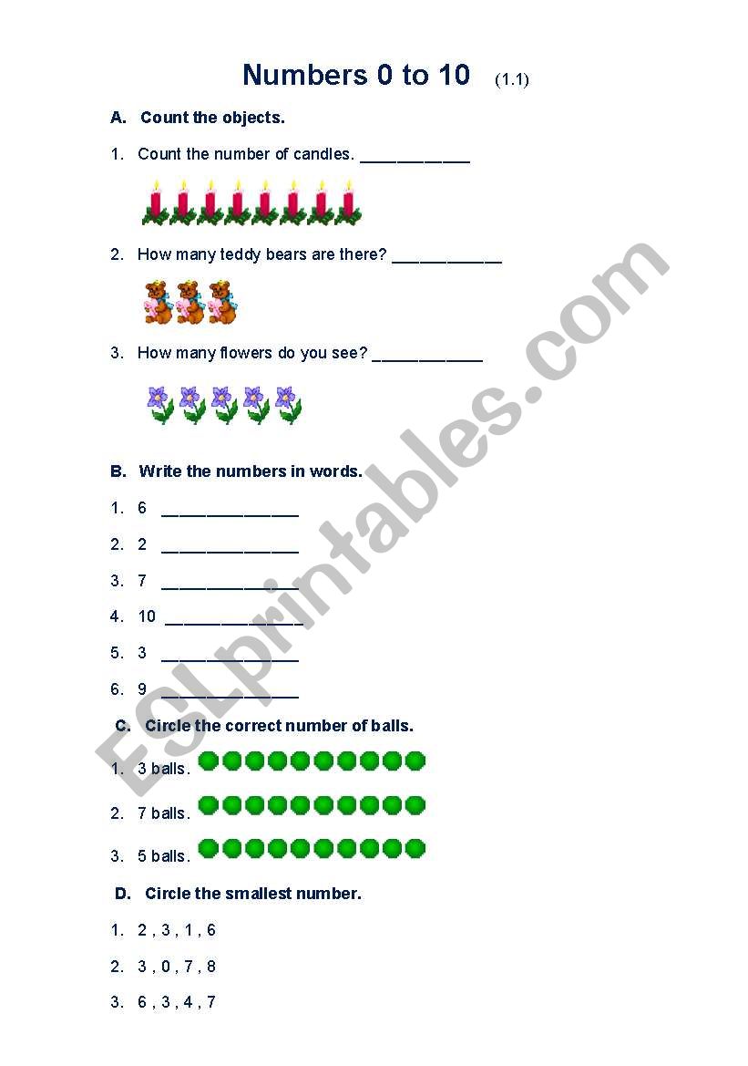 Count the objects worksheet