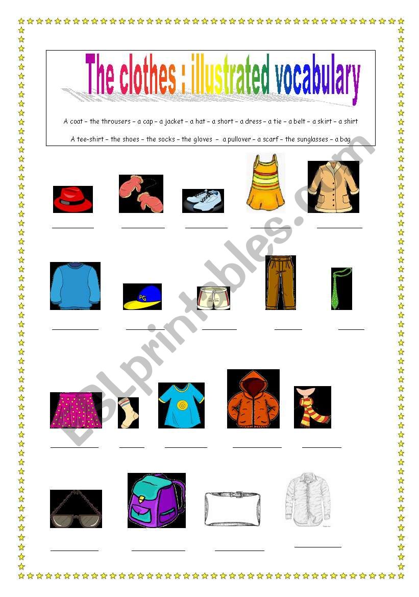 Clothes and colours worksheet