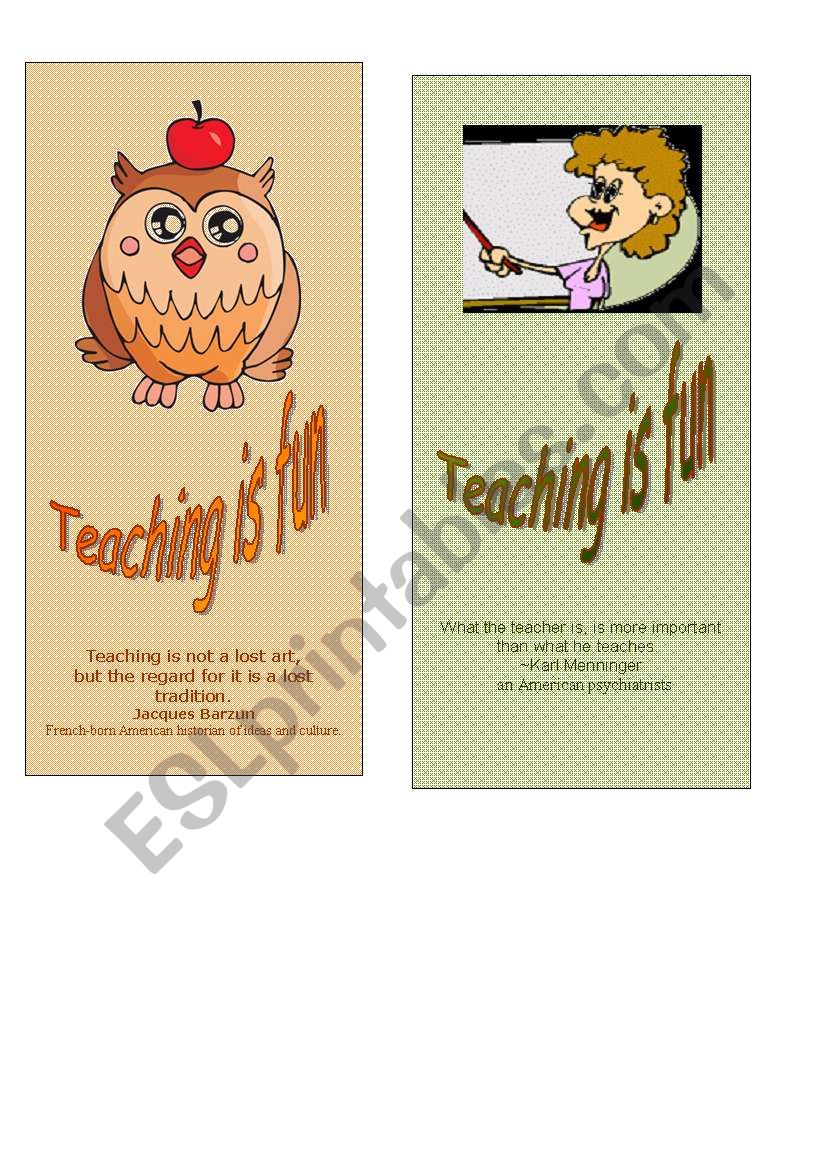 bookmarks for TEACHERS worksheet