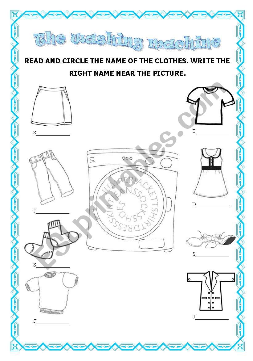 The washing machine worksheet