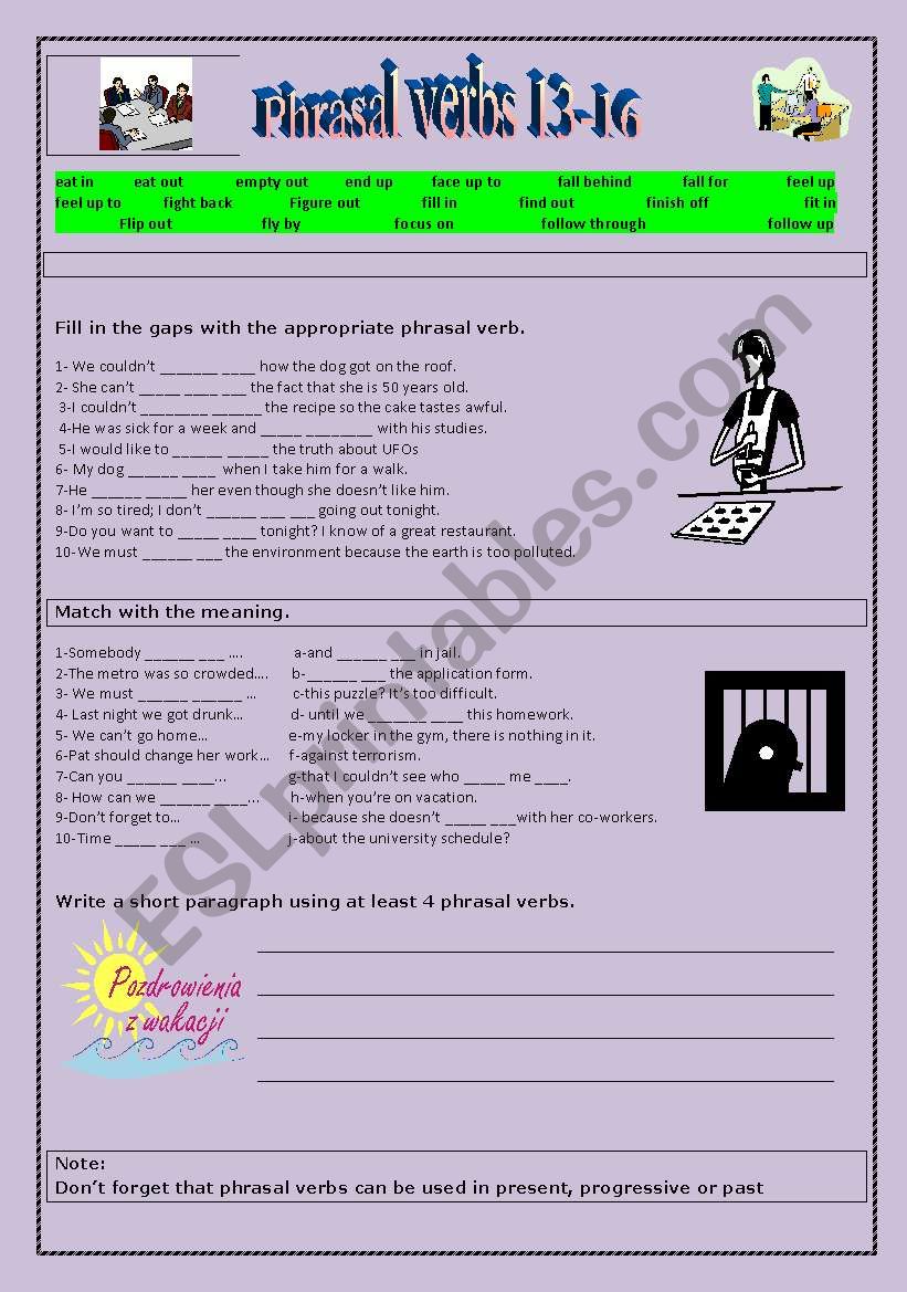 Review phrasal verbs 13-16 worksheet