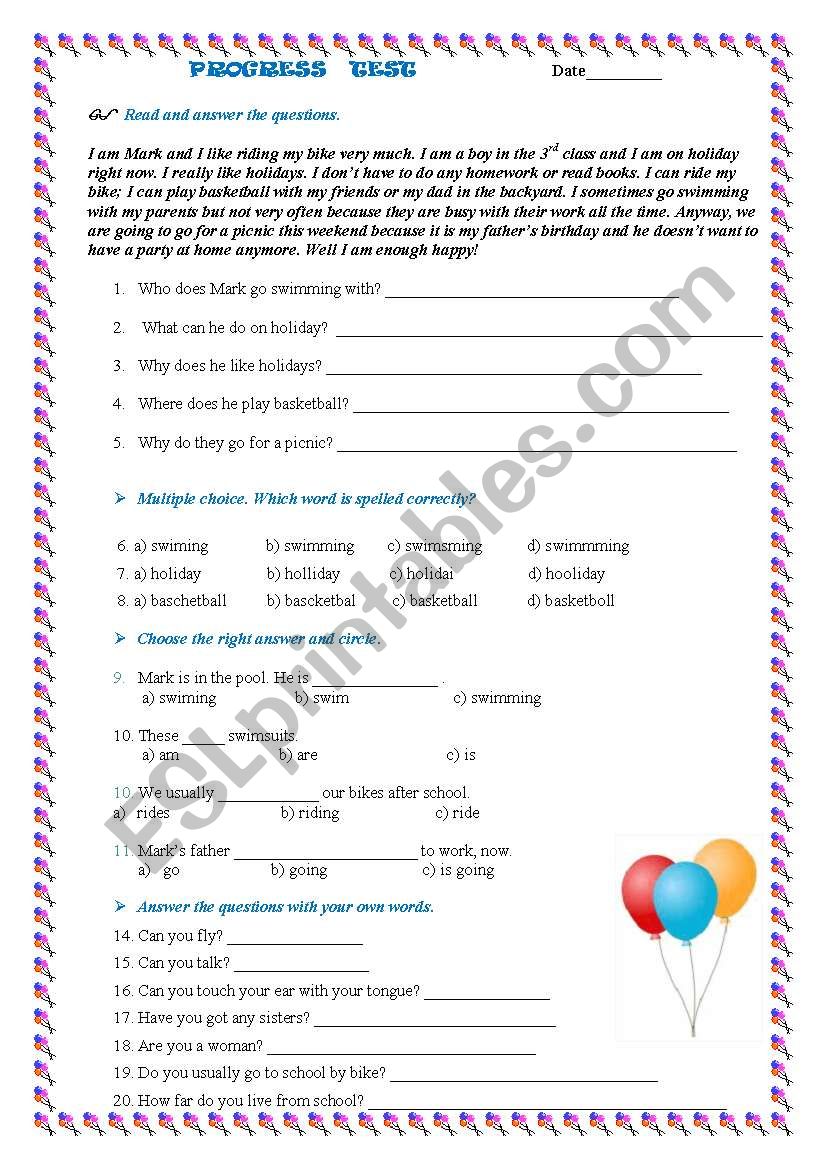 Progress check worksheet