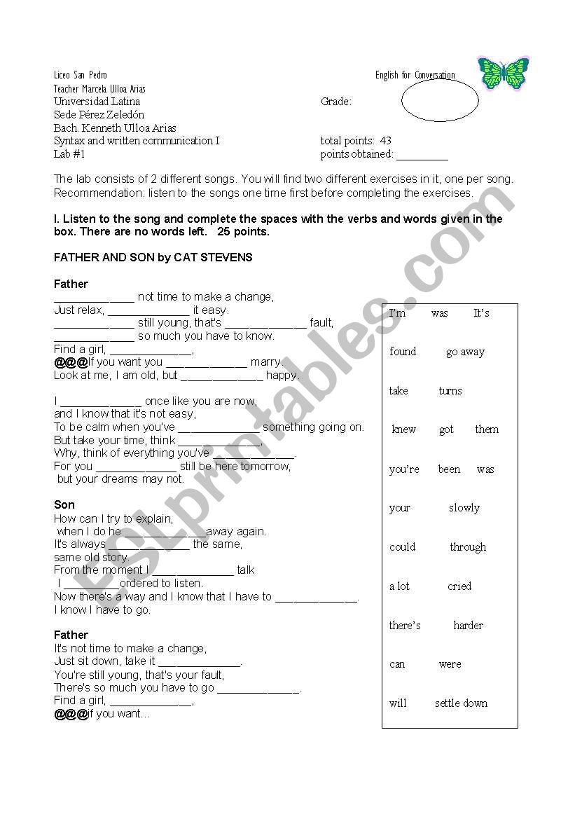 Filling the blanks quiz (songs)