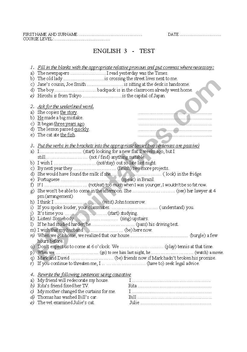 Grammar exercises worksheet