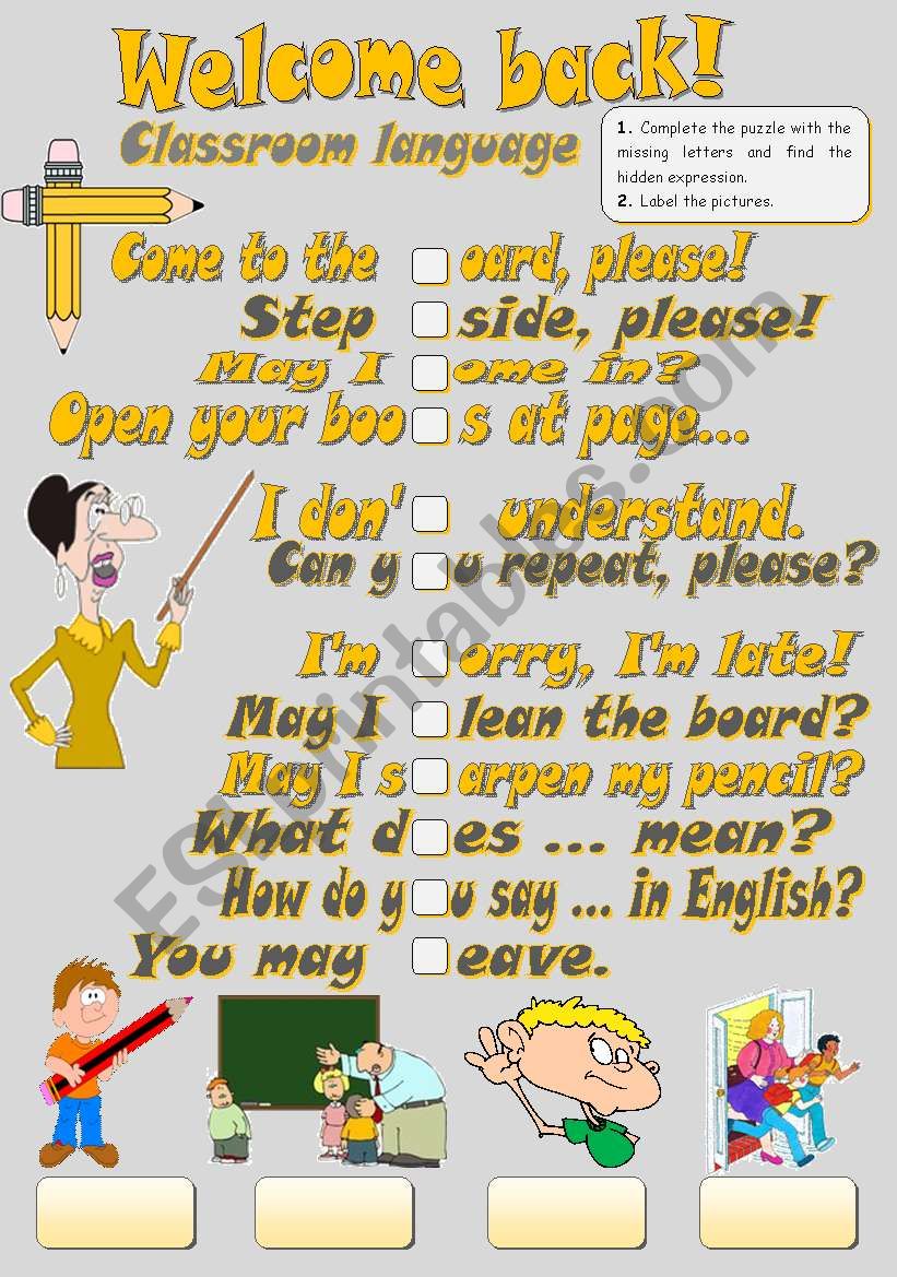 CLASSROOM LANGUAGE worksheet