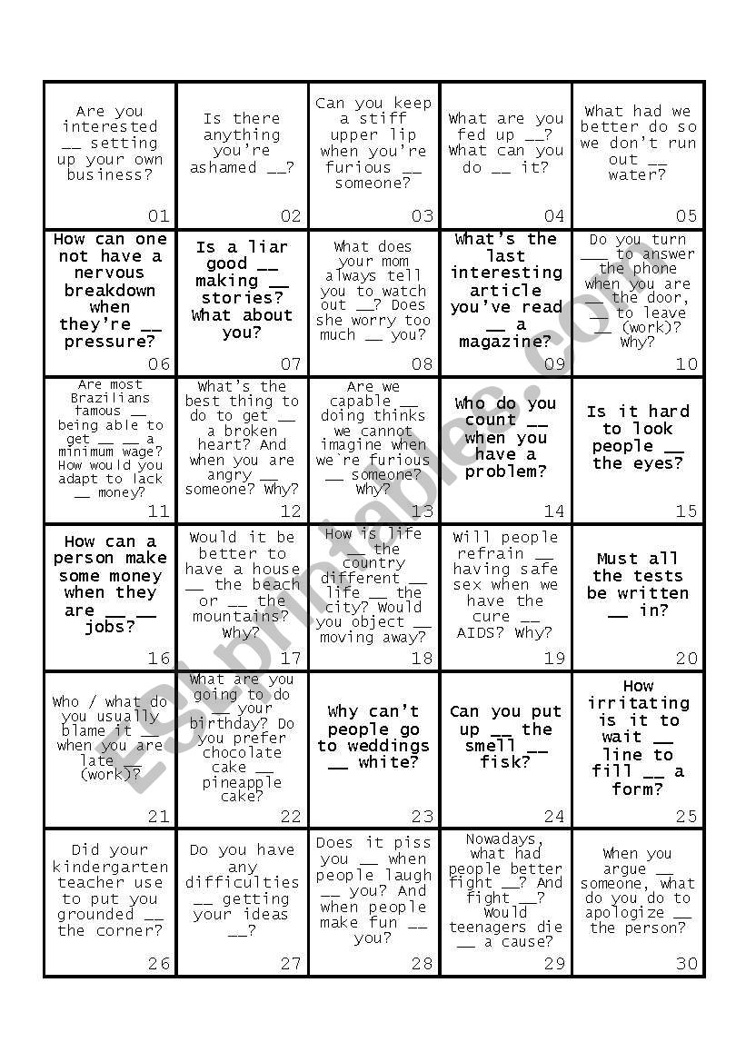 PREPOSITION BOARD GAME worksheet