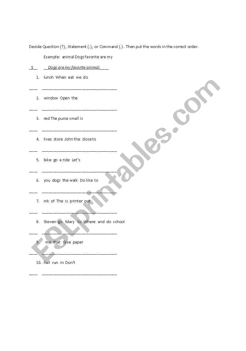 Questions, Statements, and Commands