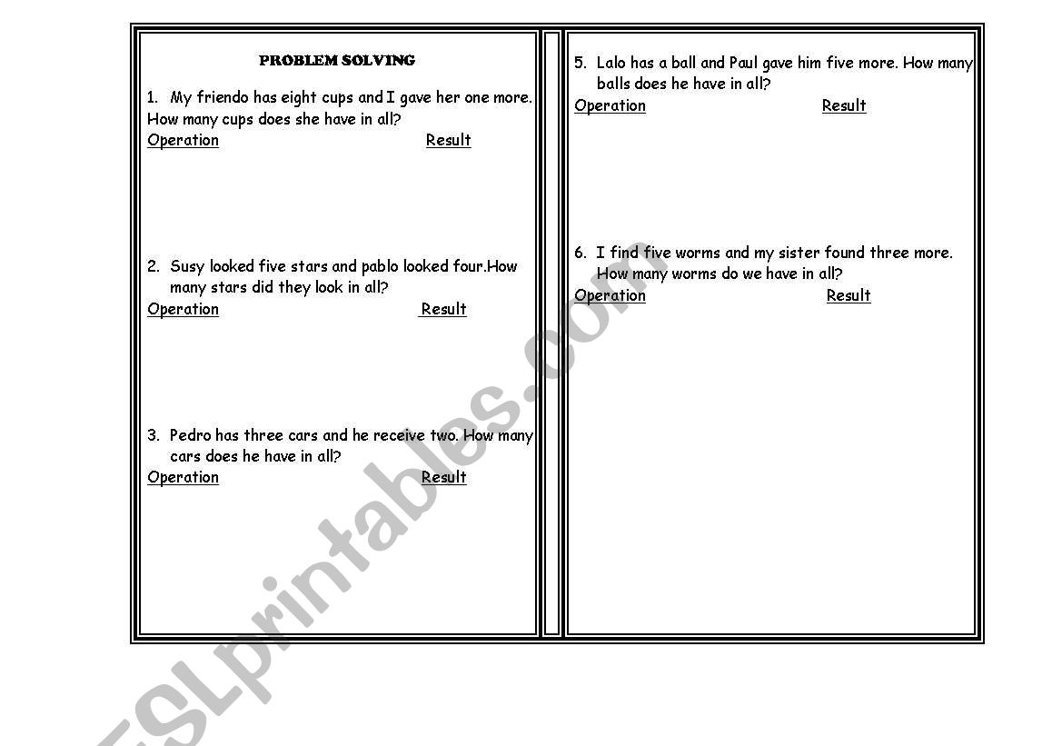 problem solving worksheet