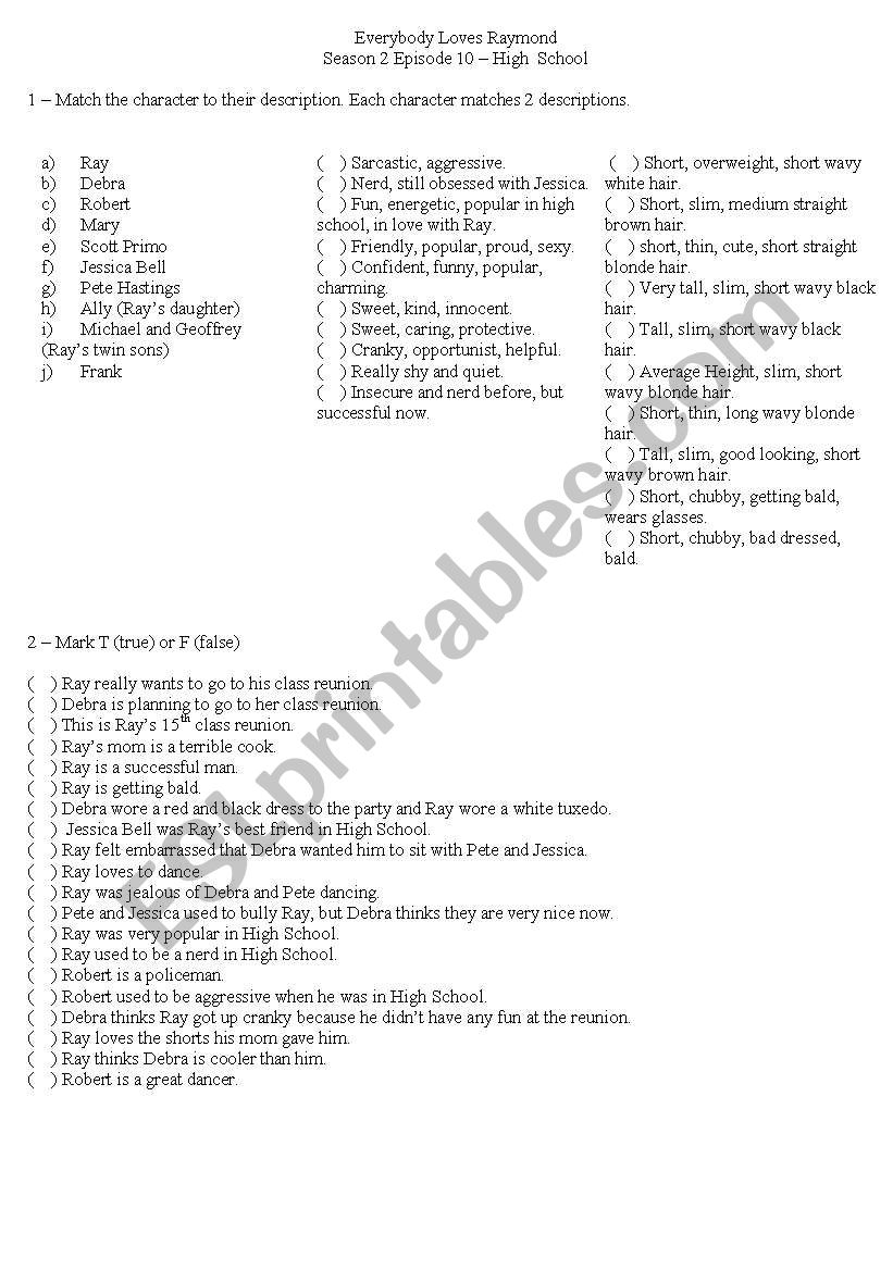 Everybody Loves Raymond worksheet