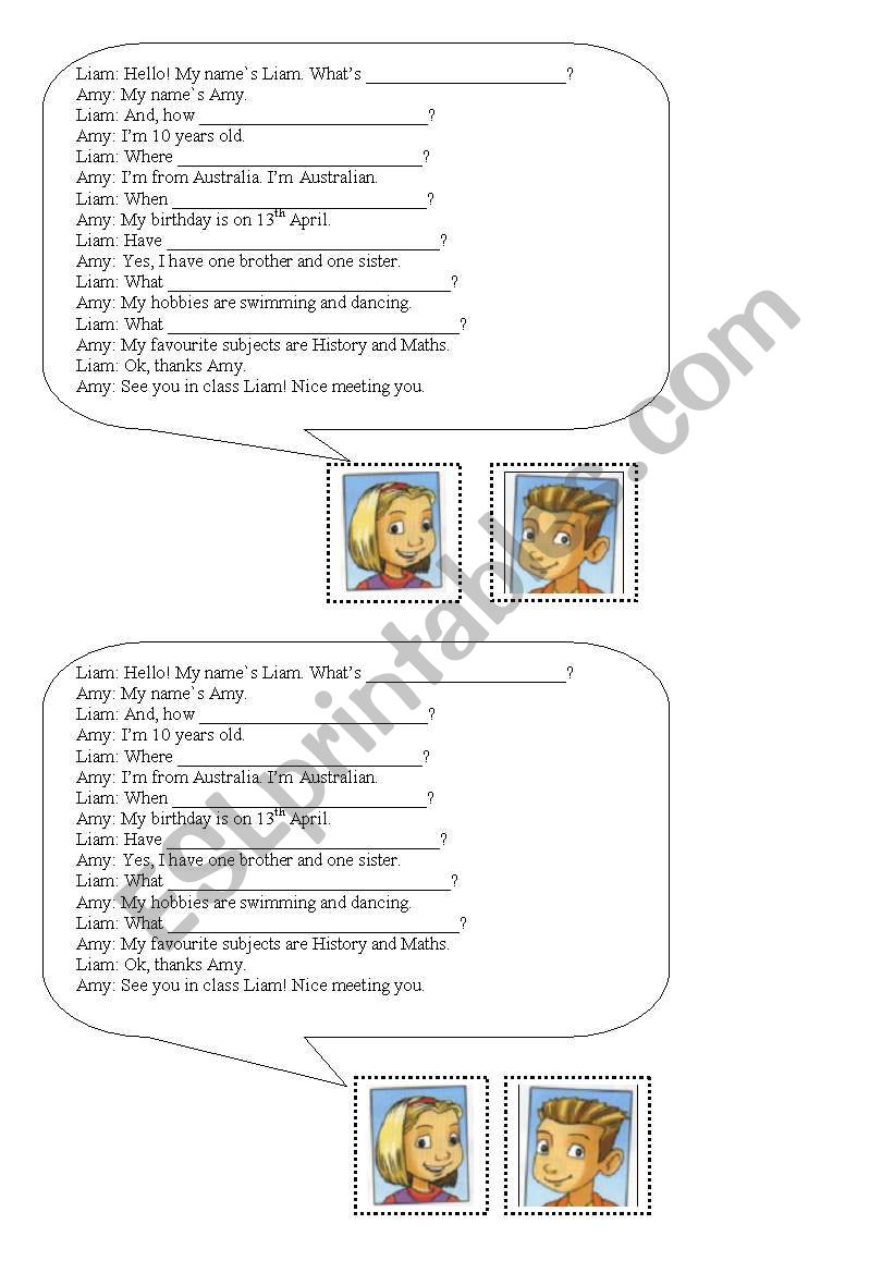 Asking questions worksheet