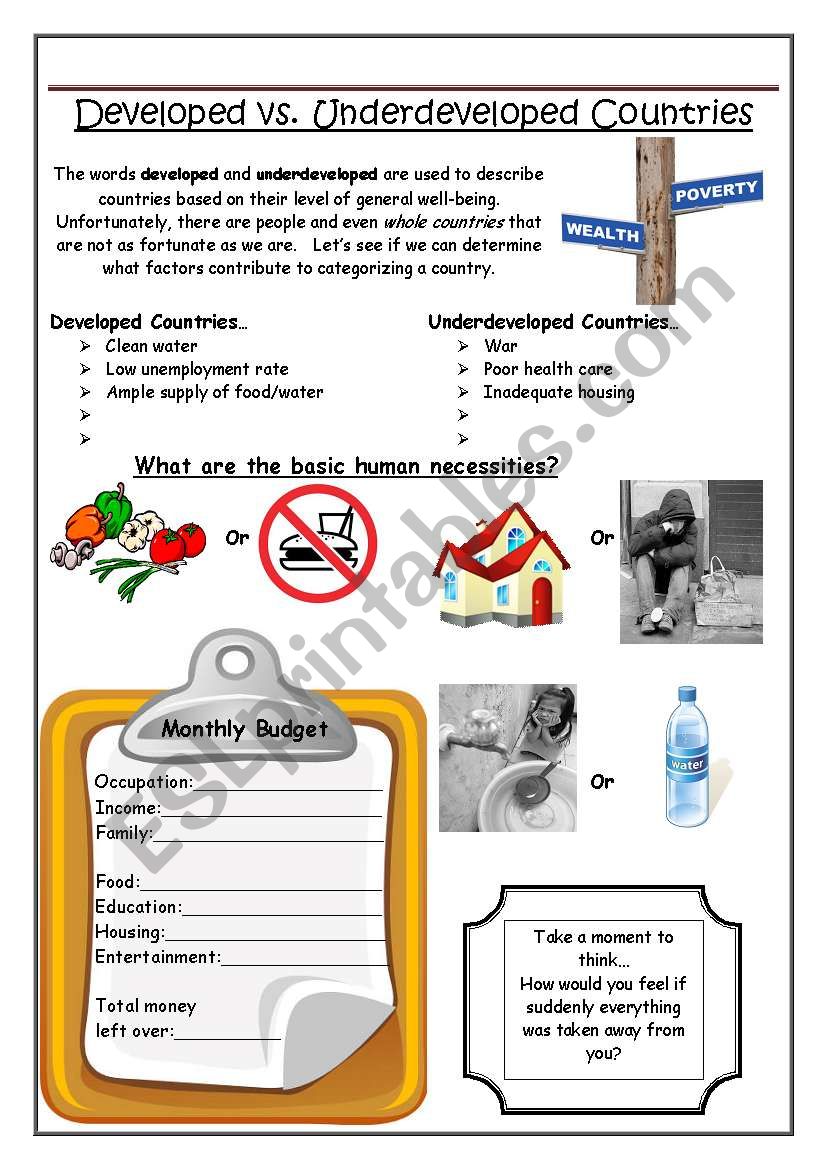 Developed vs. Underdeveloped Countries