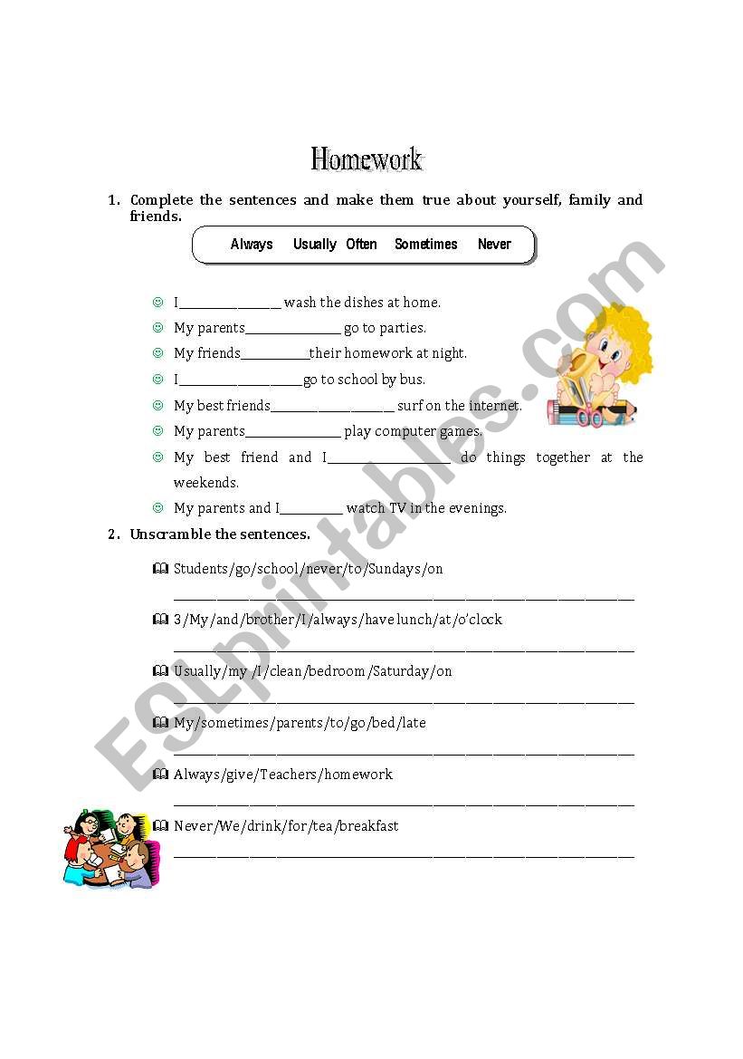 ADVERBS OF FREQUENCY worksheet