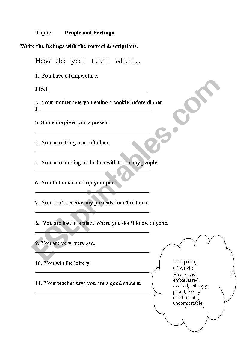 Feelings worksheet