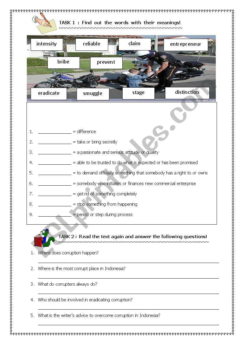 Hortatory worksheet