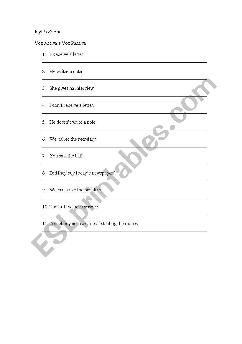 Passive Voice worksheet