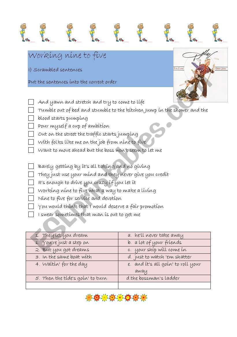 Working 9 to 5 (3 pages) worksheet