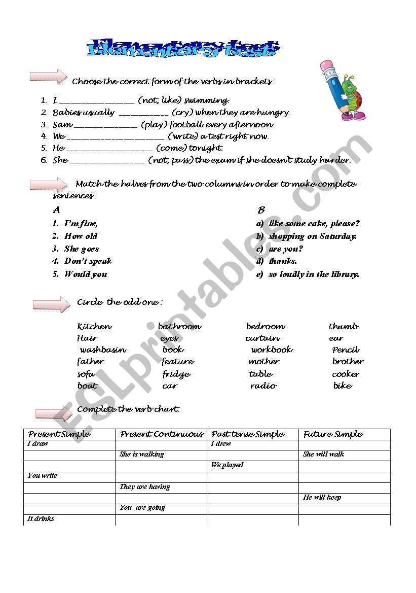 test paper worksheet