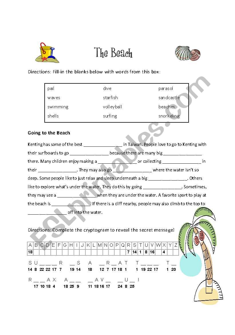 The Beach worksheet
