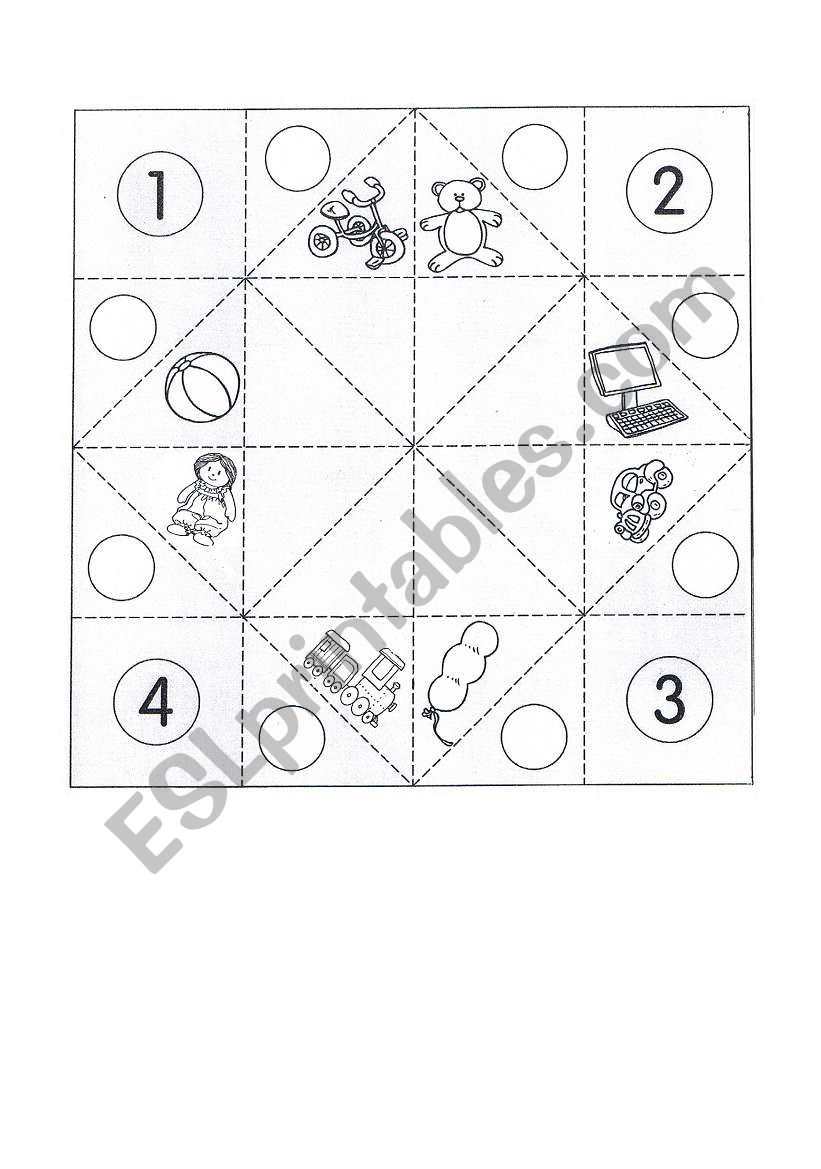 Cootie catcher - toys worksheet