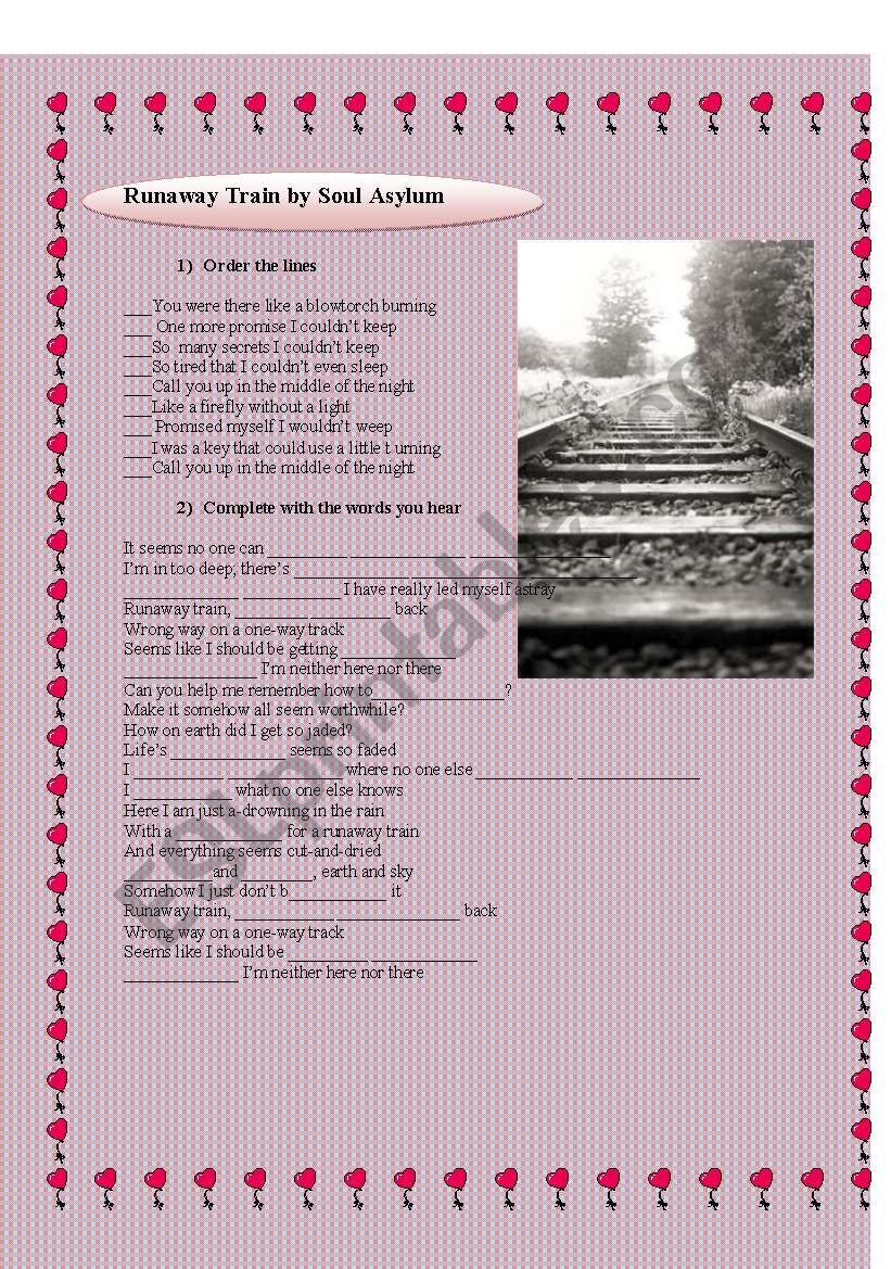 Song: Runaway Train  worksheet