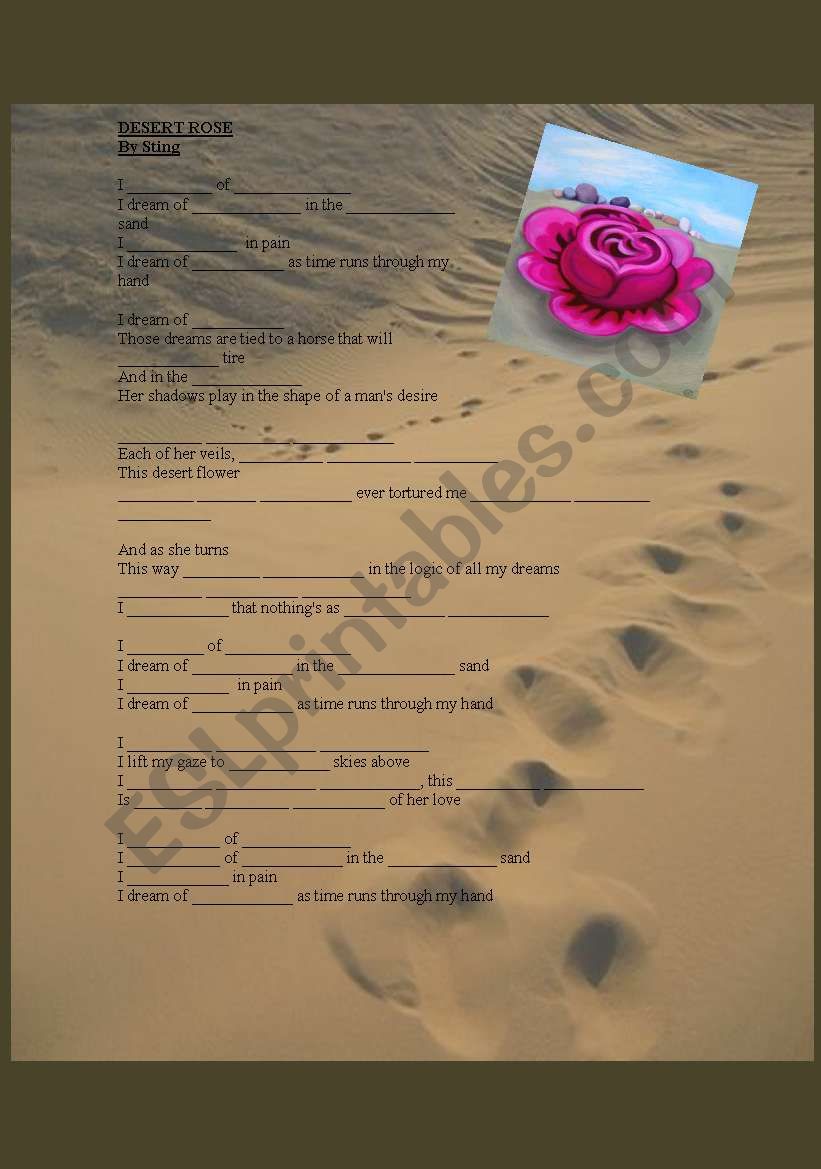 Song: Desert Rose (Sting) worksheet