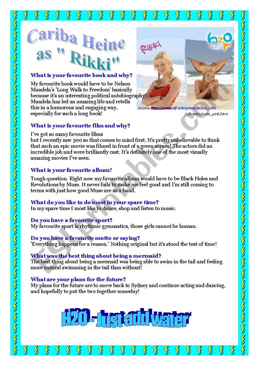 Reading - H2O - Cariba Heine  as Rikki