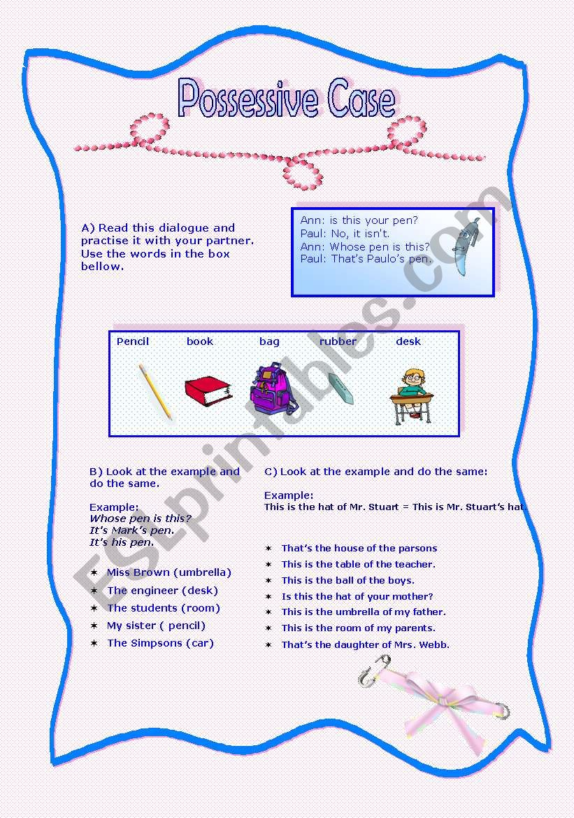 possessive case1 worksheet