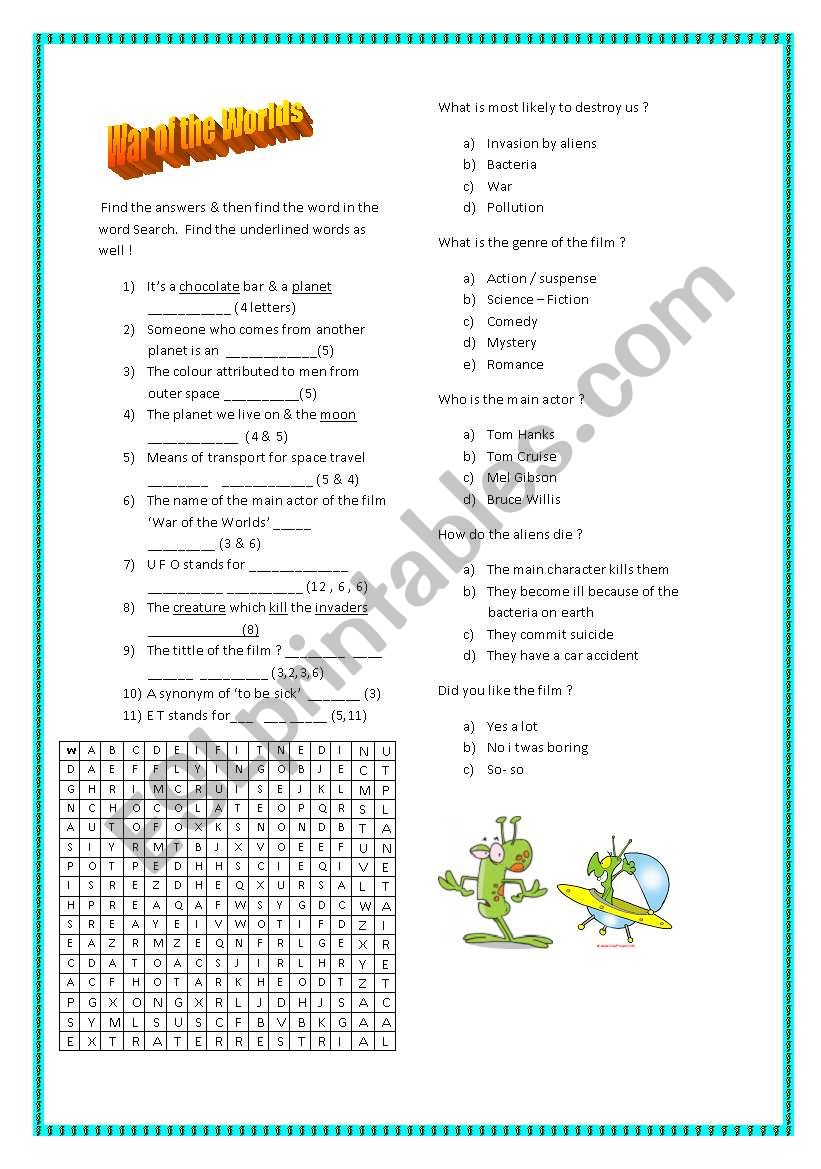 Science Fiction worksheet