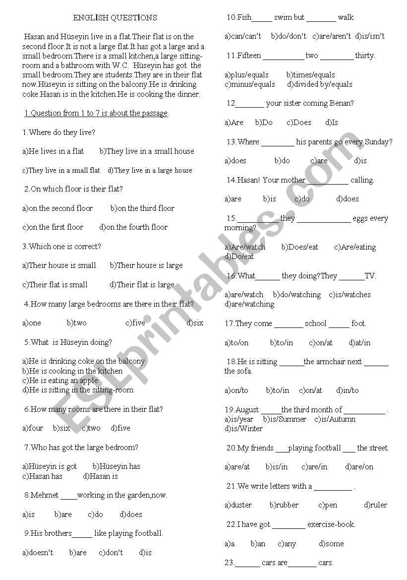 general exercises with multiple choise