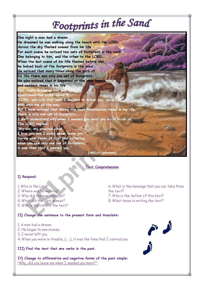 Footprints and the Sand worksheet