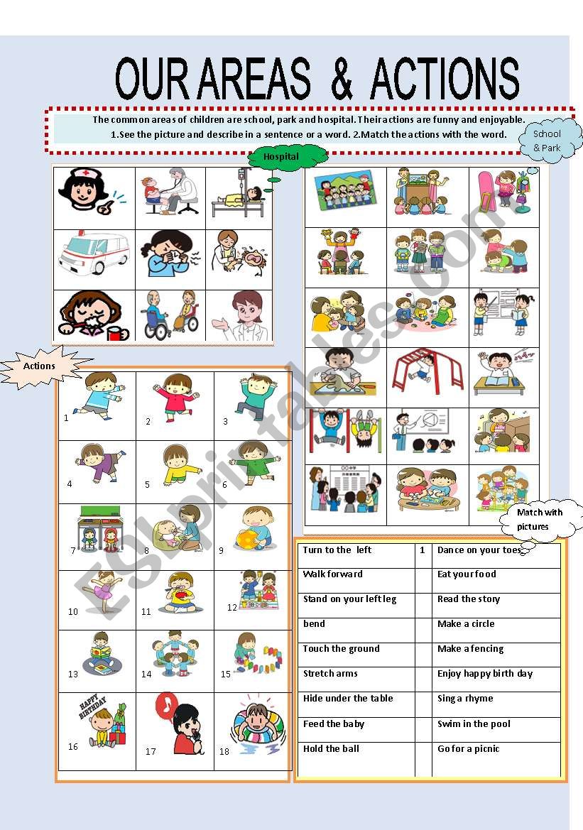OUR AREAS & ACTIONS  worksheet