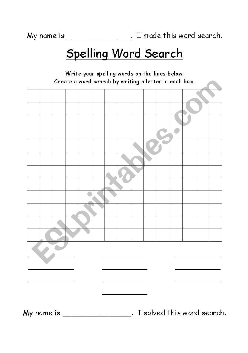 Make a Spelling Word Search worksheet