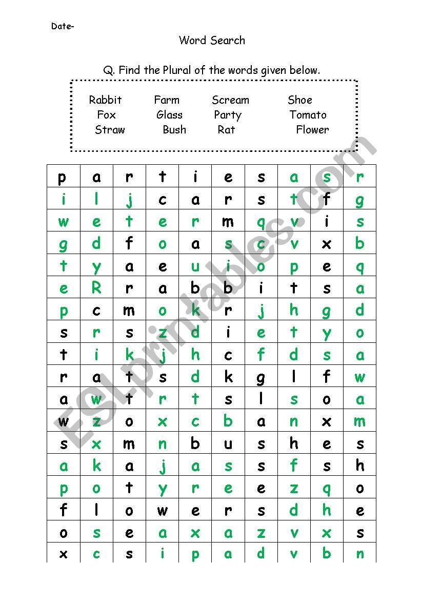 word search worksheet