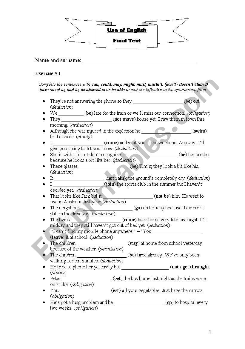 Revision exercises upper intemediate