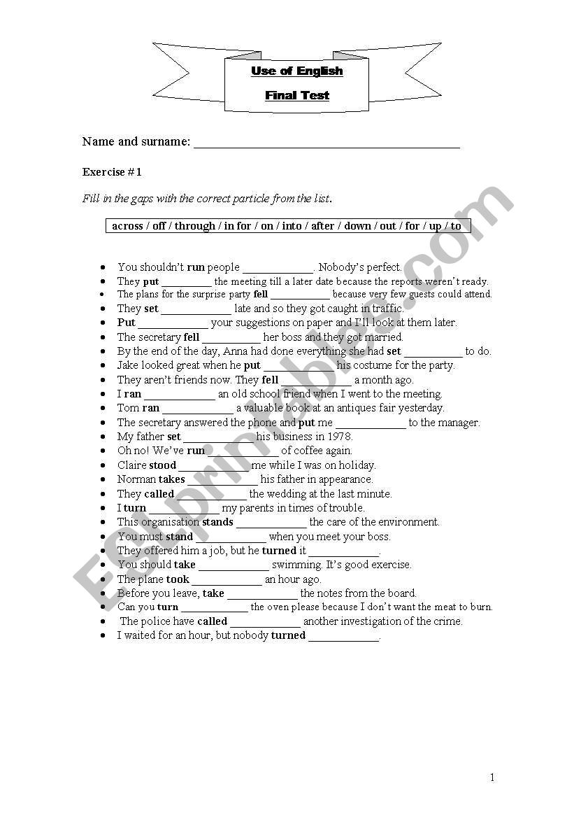 Phrasal verbs and prepositions