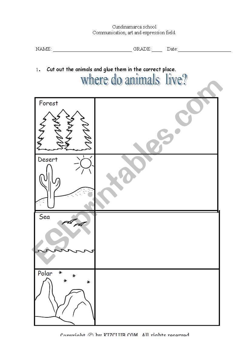 animal description worksheet