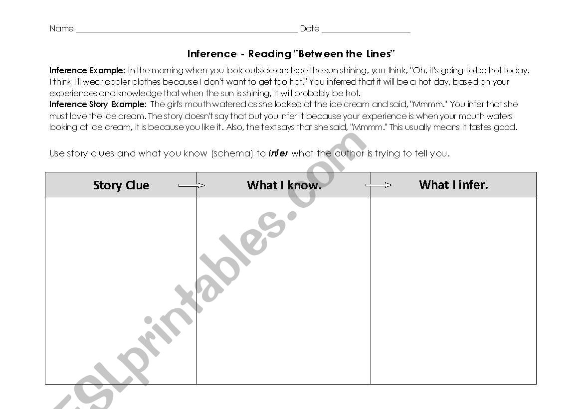 Inferences worksheet