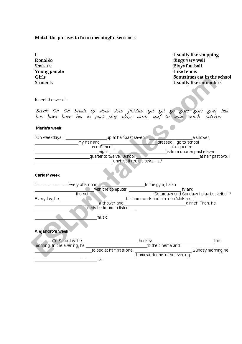 present simple exercise worksheet
