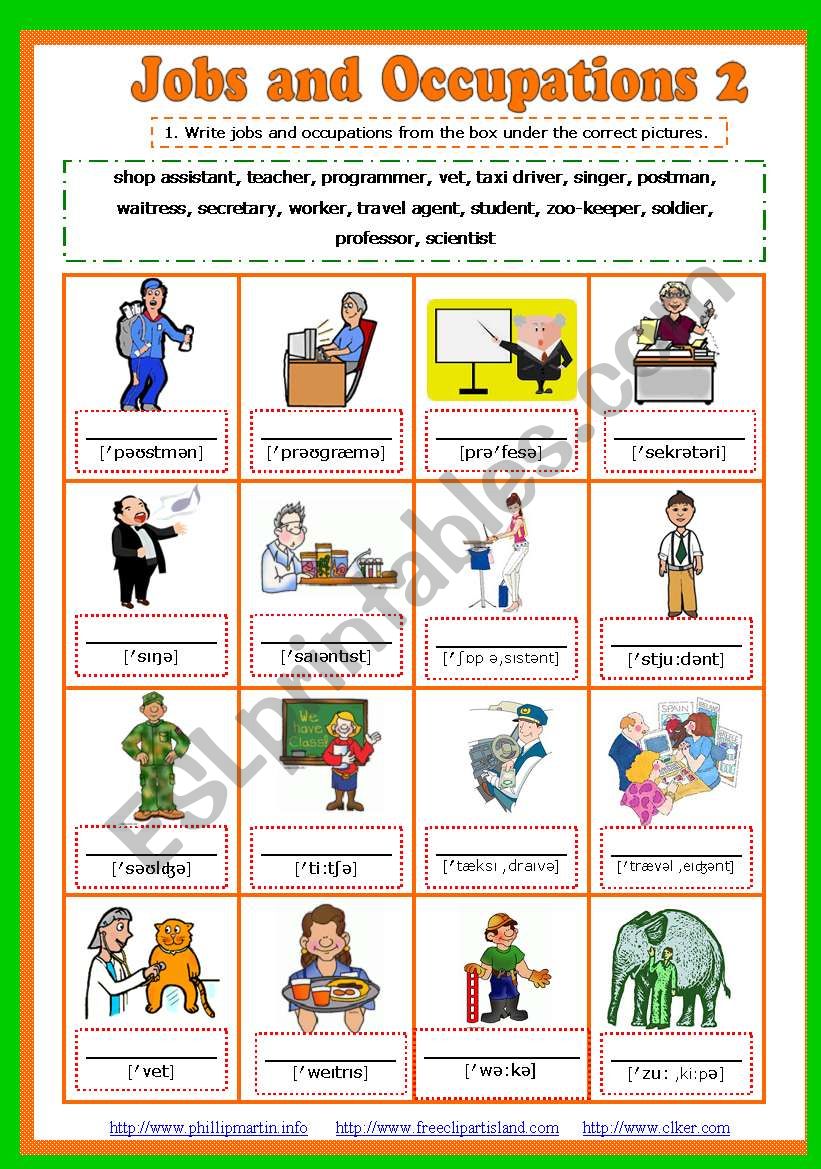 Jobs and Occupations with transcription 3/5  (pictionary + 3 exercises + key) Fully editable