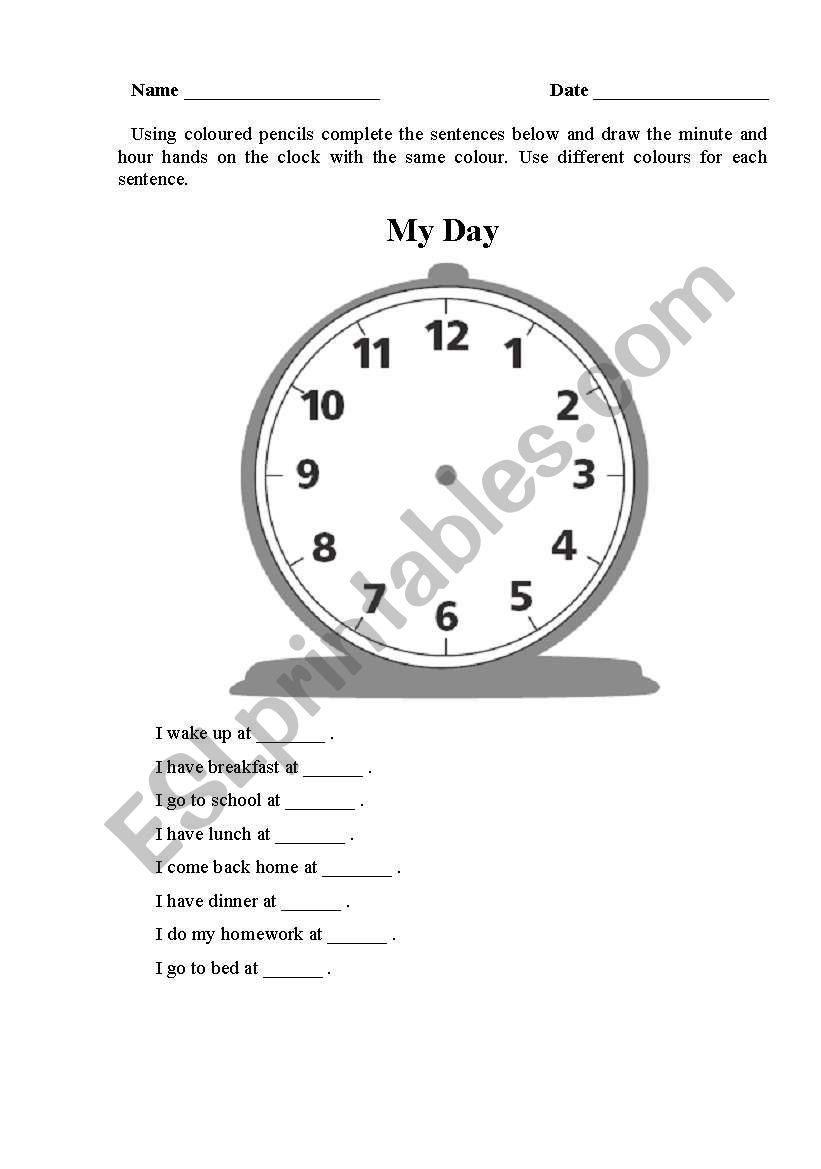 My Day (Telling time) worksheet