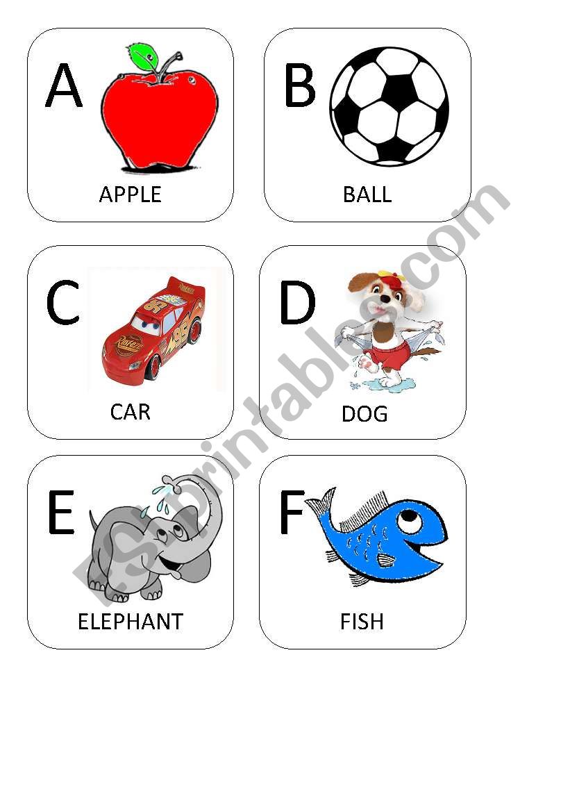 ALPHABET WITH IMAGES 1/2 worksheet