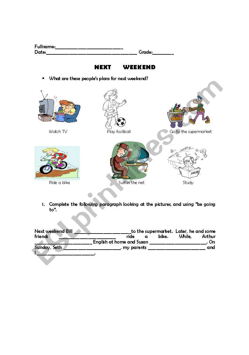 Be Going To Exercise worksheet