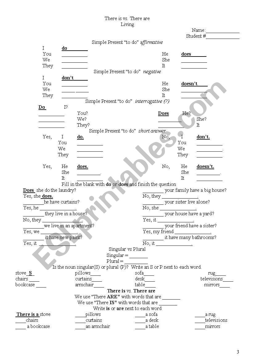 Living- Pg 3 and 4 worksheet