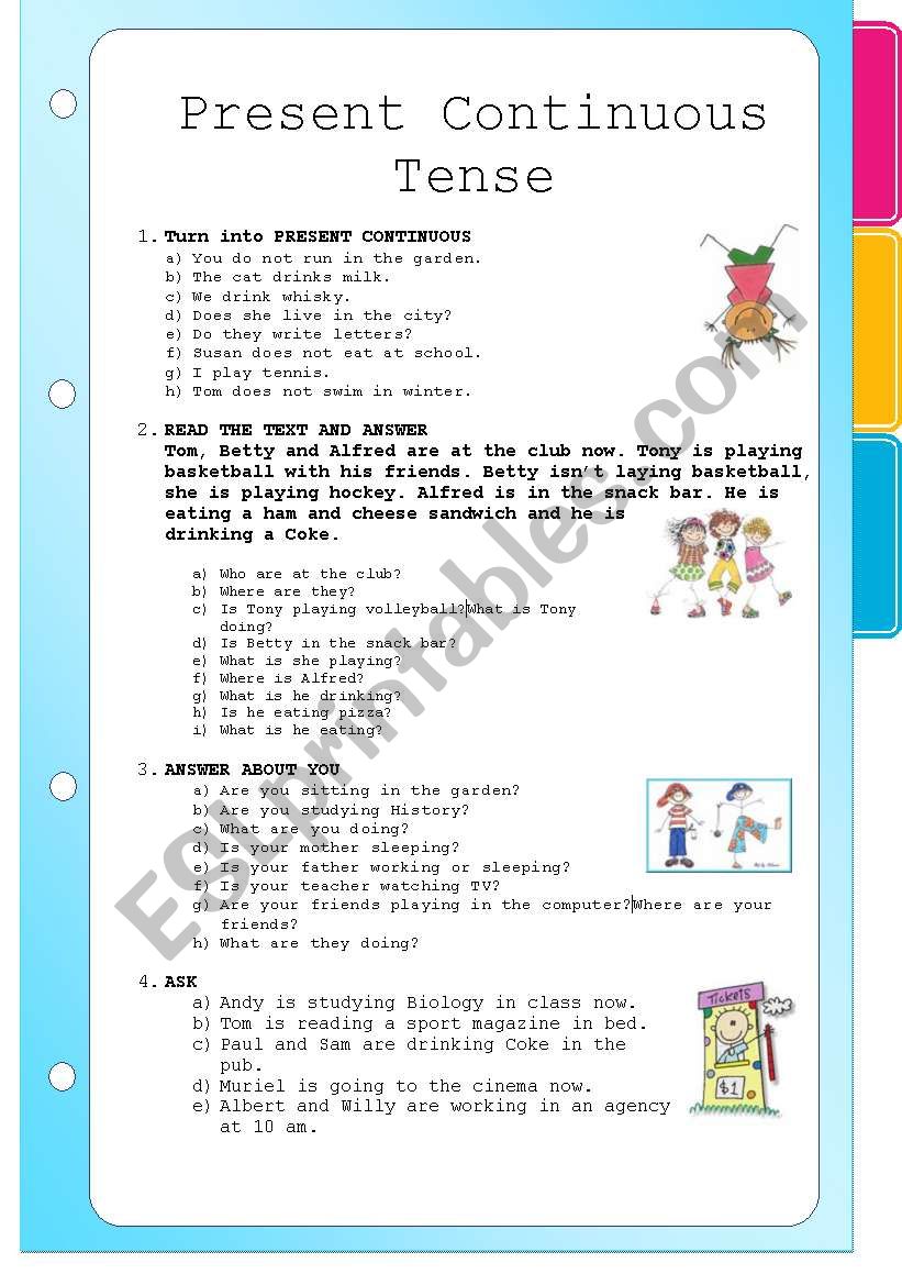 PRESENT CONTINUOUS TENSE worksheet