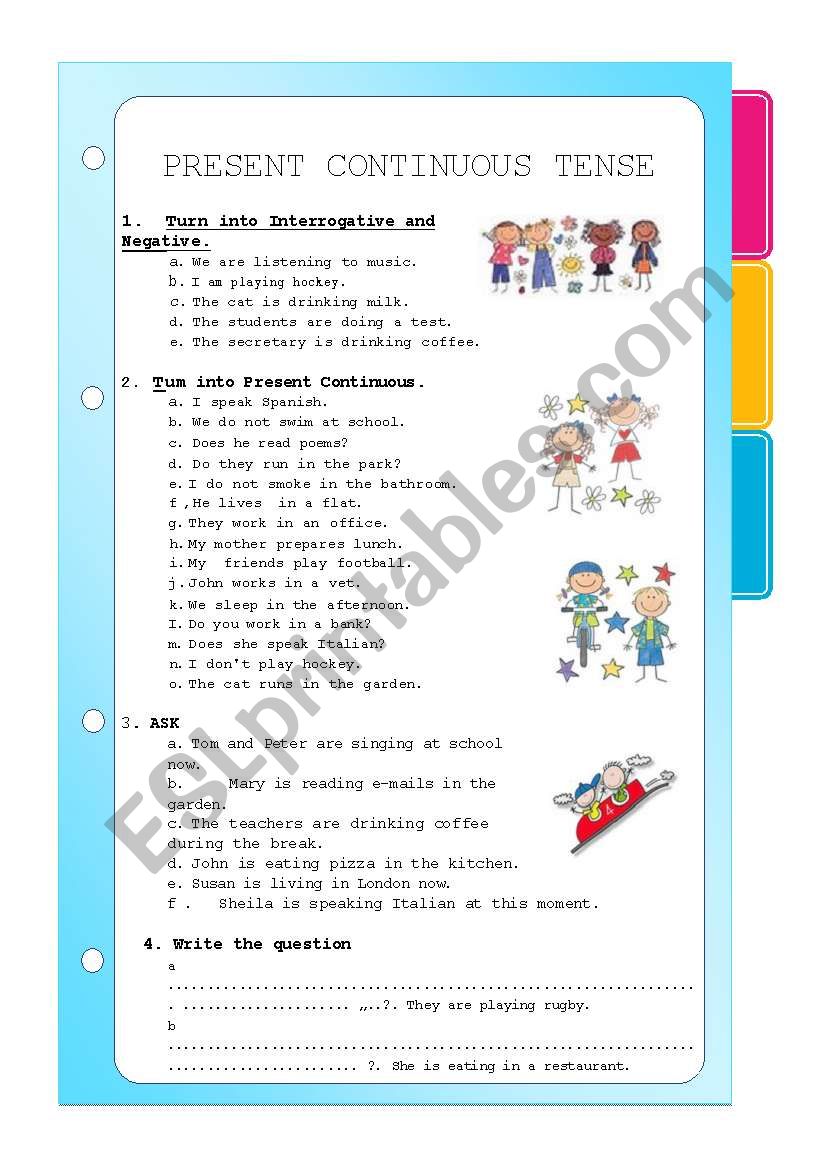 PRESENT CONTINUOUS TENSE worksheet