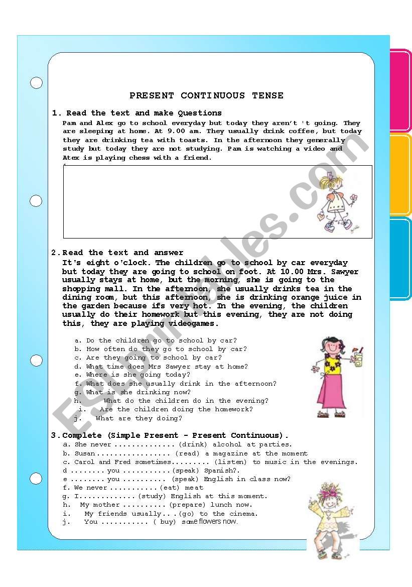 PRESENT CONTINUOUS AND SIMPLE worksheet