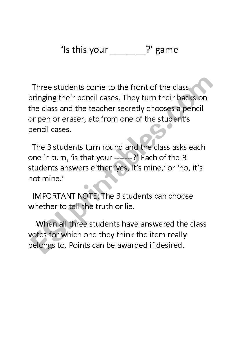 Possession worksheet